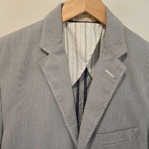 J Crew Clayton Sportcoat Cotton Unstructructured Jacket Blue & White Pinstripe